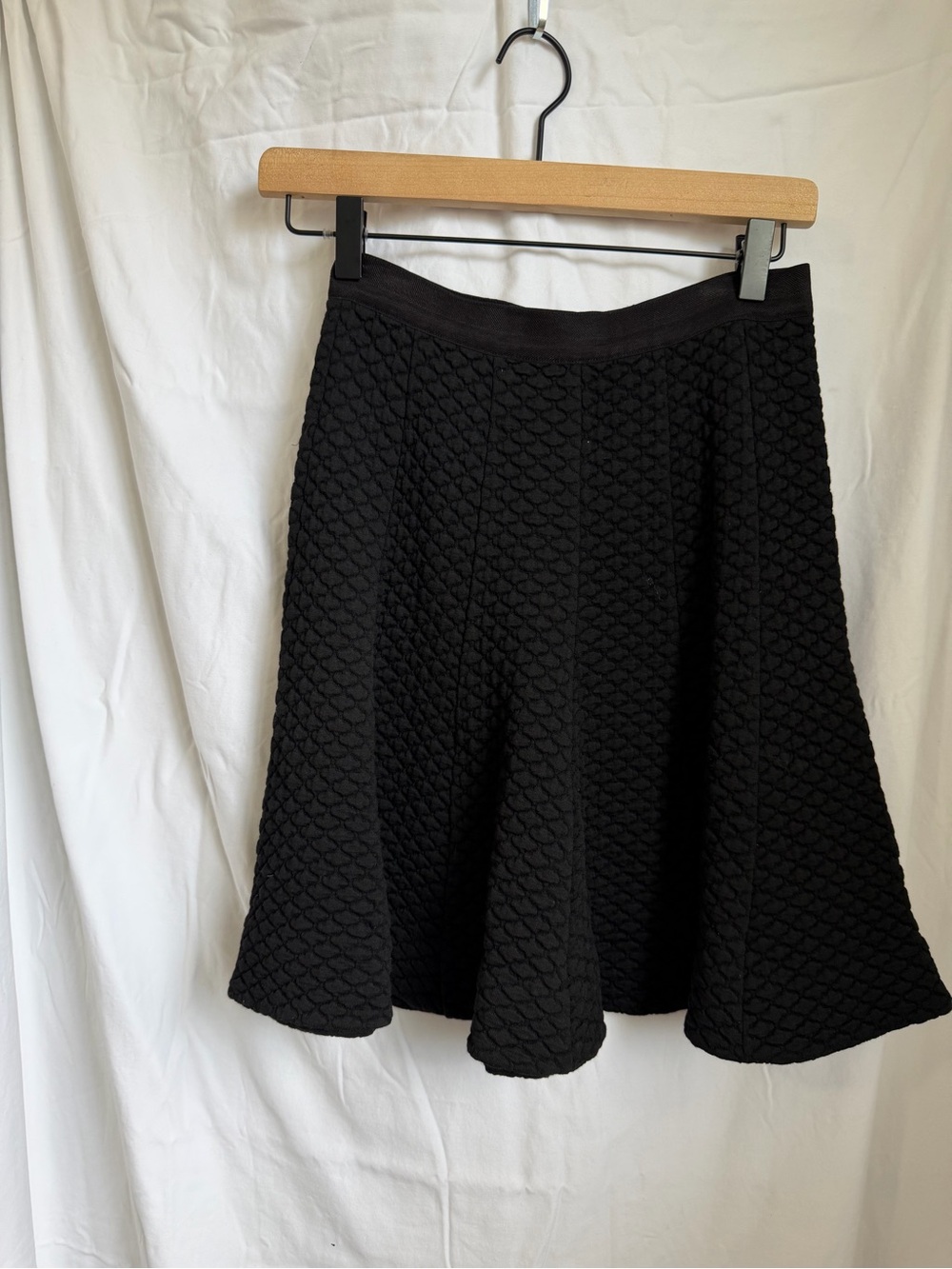Rebecca Taylor Black Textured Circle Skirt